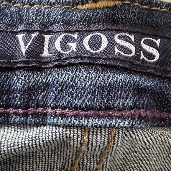 Vigoss Dark Blue Distressed Skinny Jeans - Picture 2 of 7